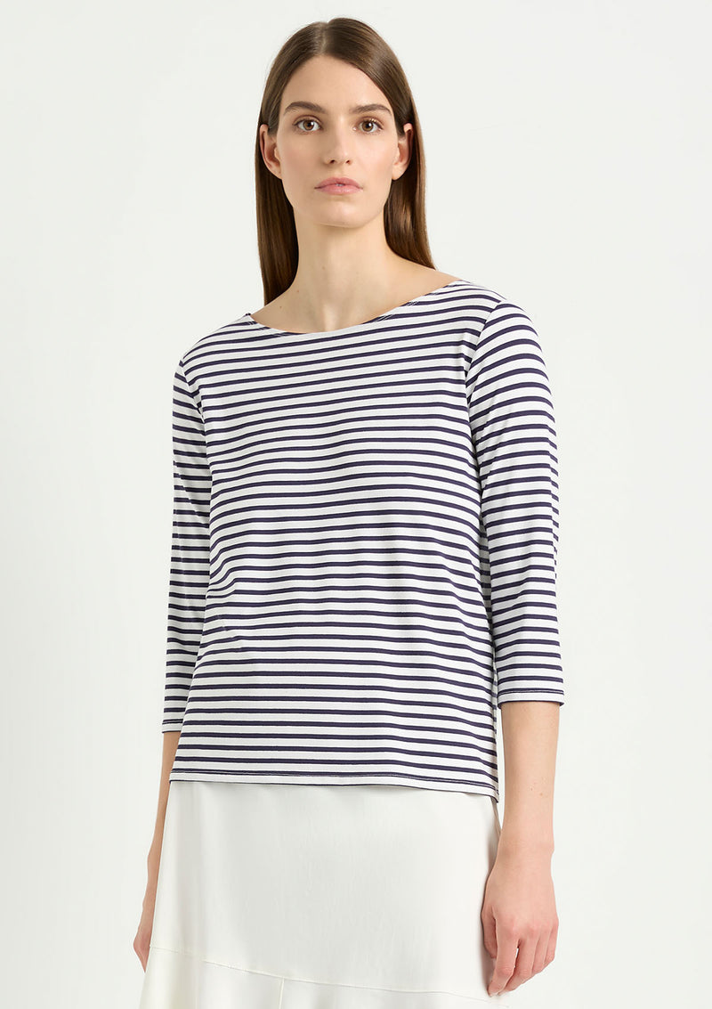 Mela Purdie Straw Stripe Jersey Relaxed Boatneck