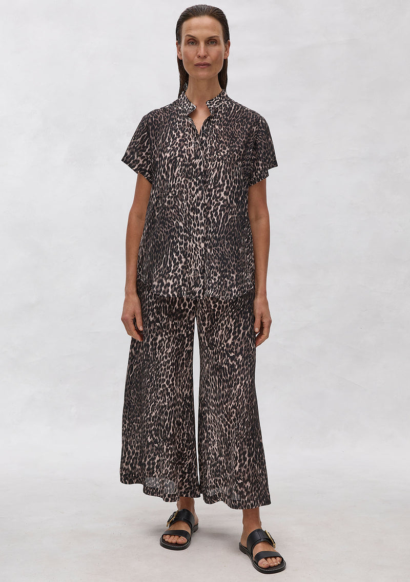 Mela Purdie Praline Panther Silk Stand Shirt