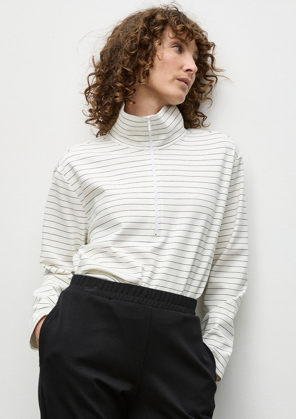 Mela Purdie Micro Stripe Ponte Zip Front Sweater