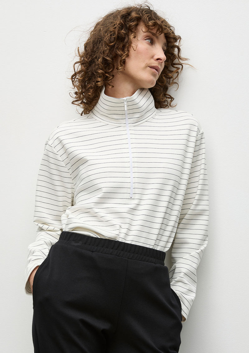 Mela Purdie Micro Stripe Ponte Zip Front Sweater