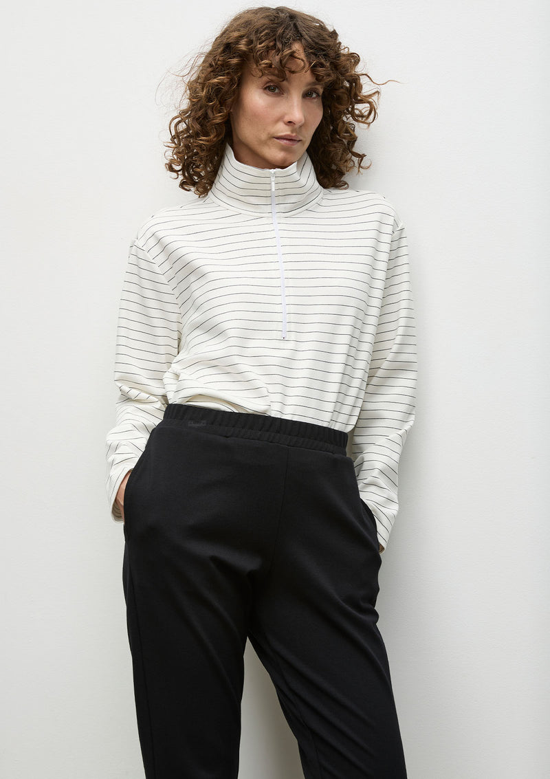 Mela Purdie Micro Stripe Ponte Zip Front Sweater