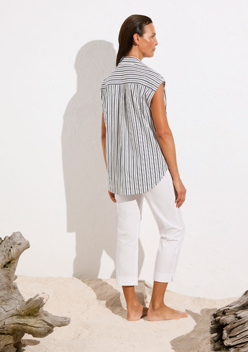 Mela Purdie Calico Stripe Popilene Slice Shirt