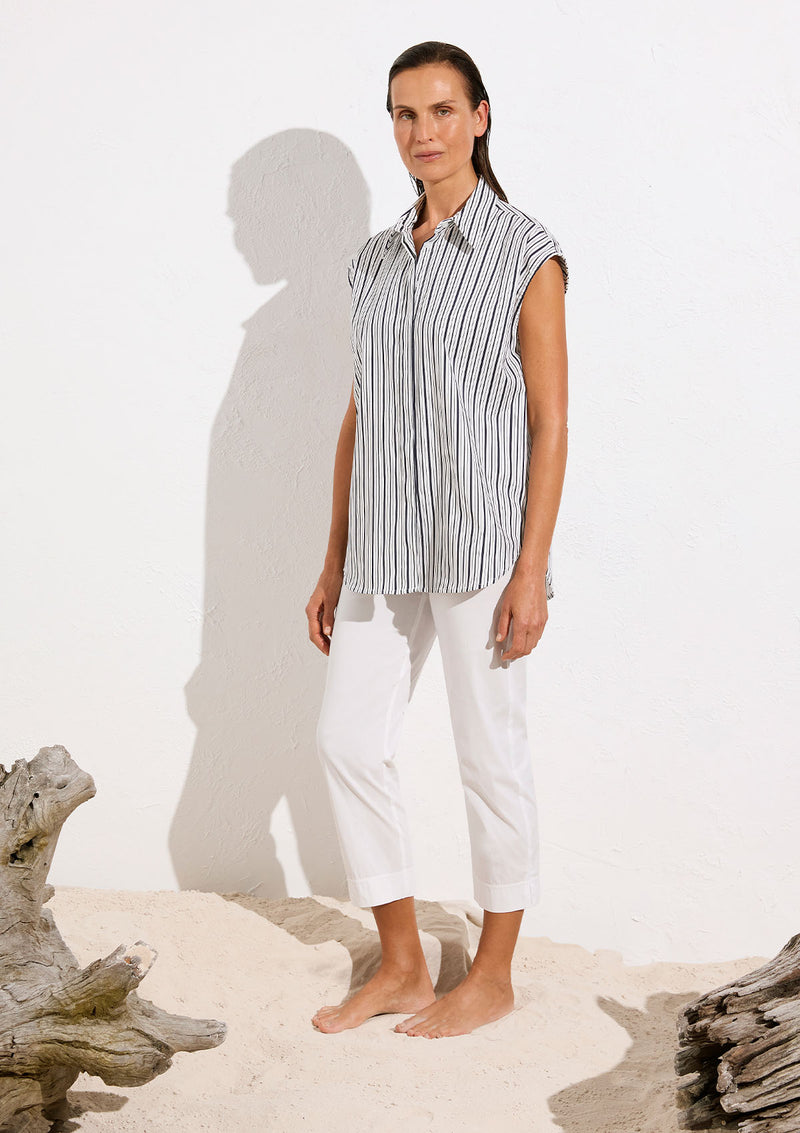 Mela Purdie Calico Stripe Popilene Slice Shirt