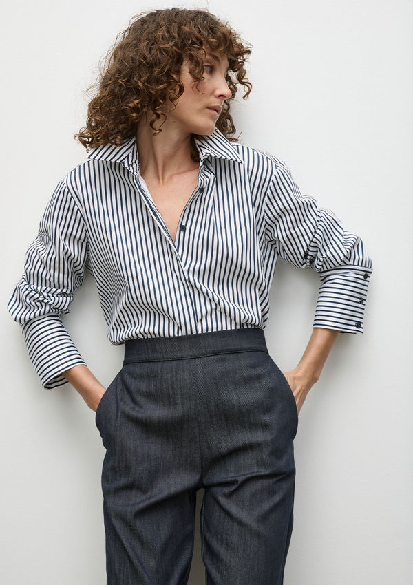 Mela Purdie Indigo Stripe Smooth Shirt