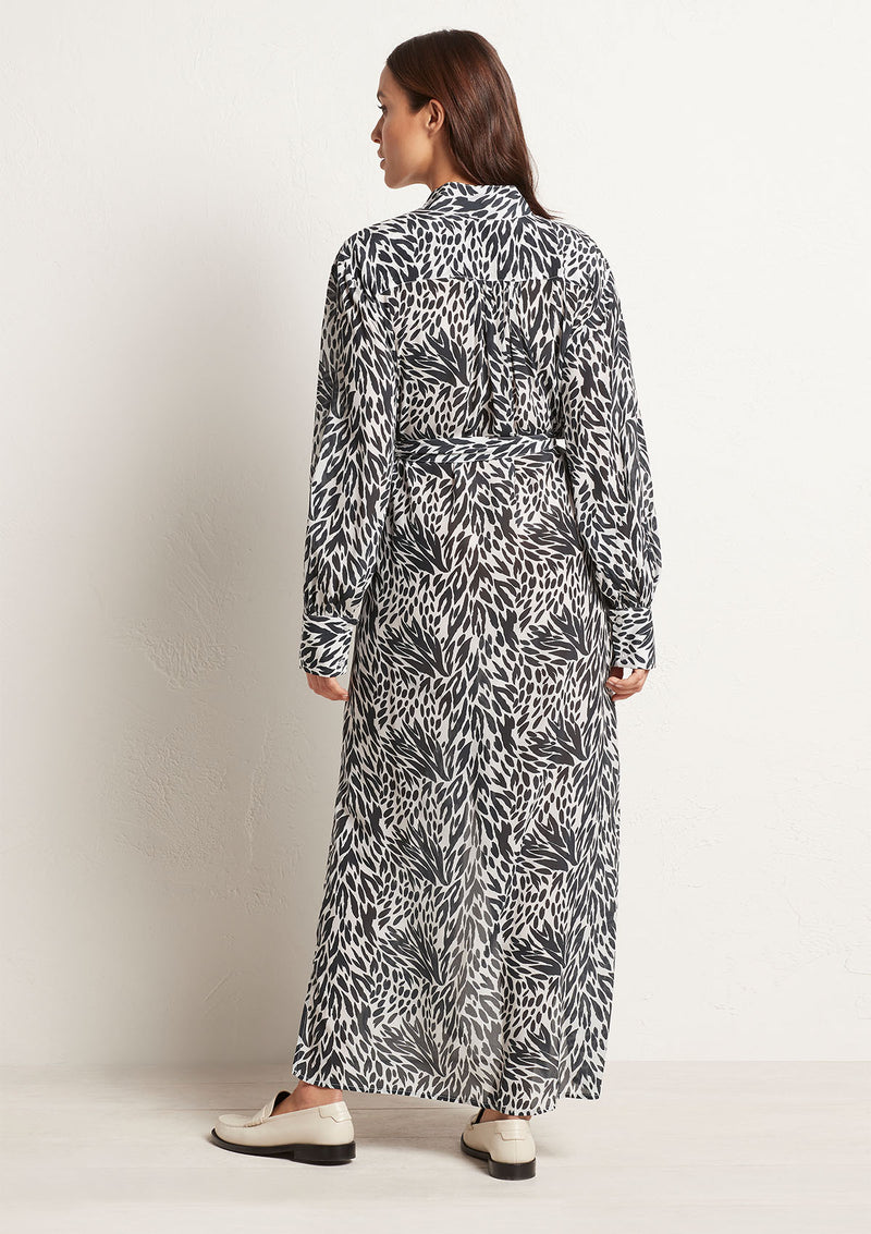 Mela Purdie Coal Stencil Print Silk Soft Dress