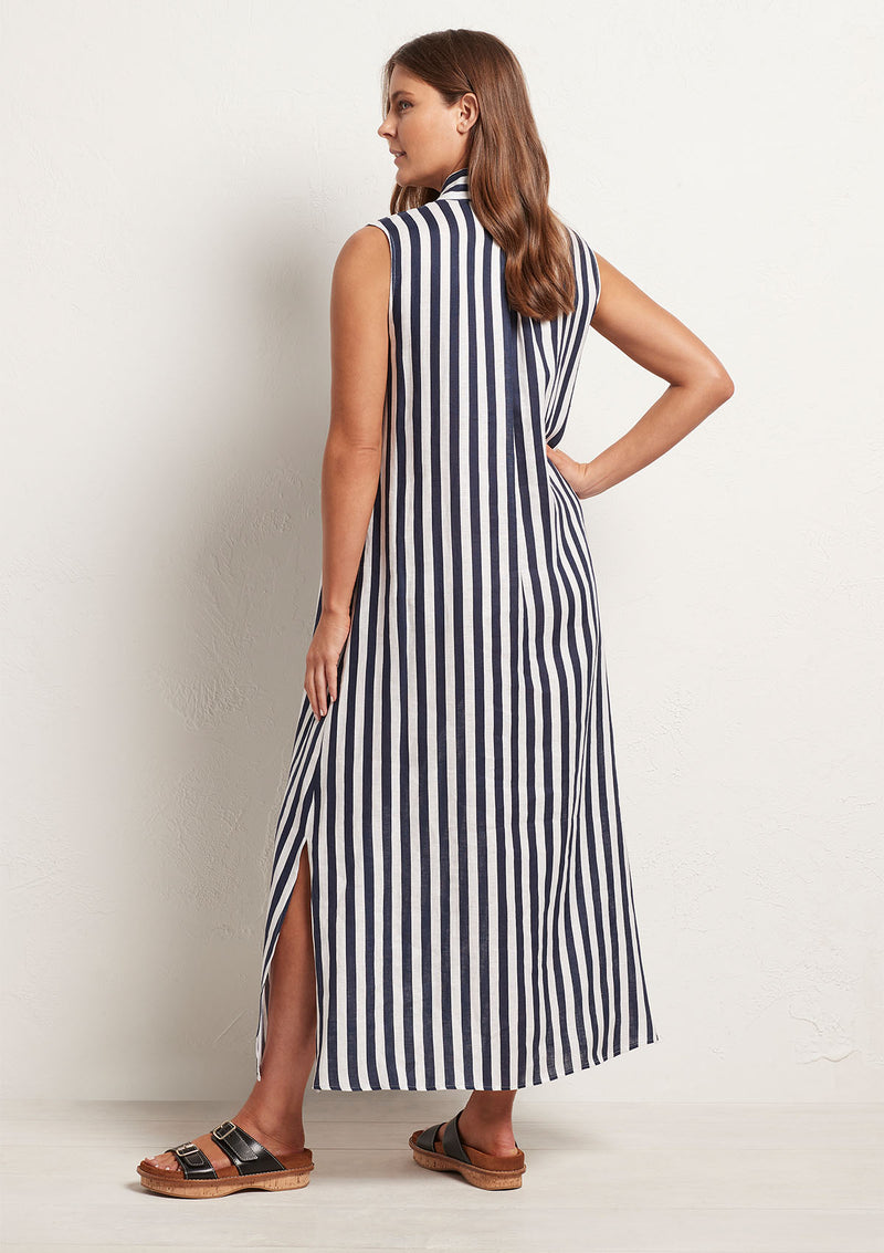 Mela Purdie Ribbon Stripe Linen Tab Slide Dress