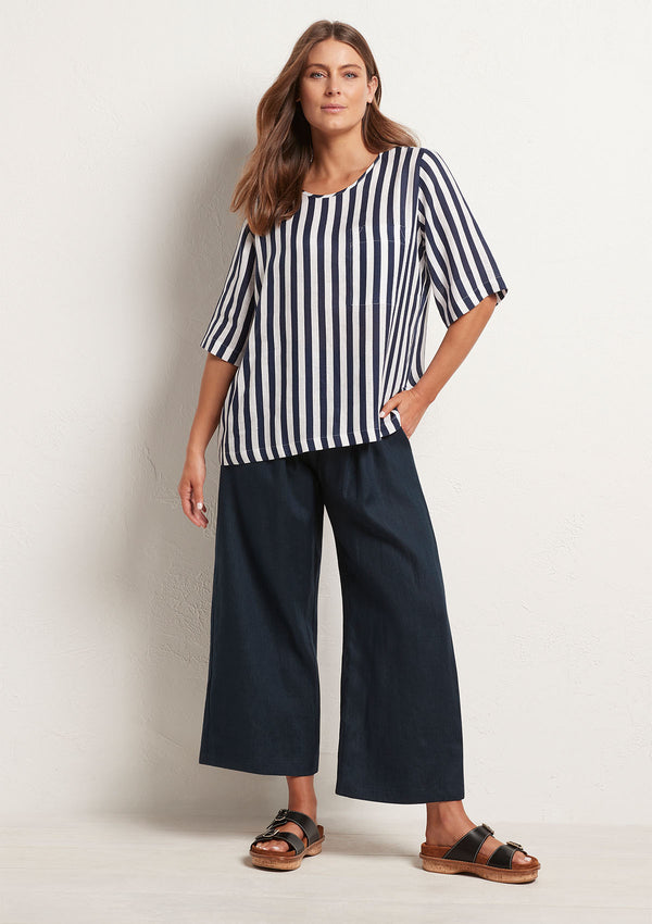 Mela Purdie Ribbon Stripe Linen Pocket Plaza T