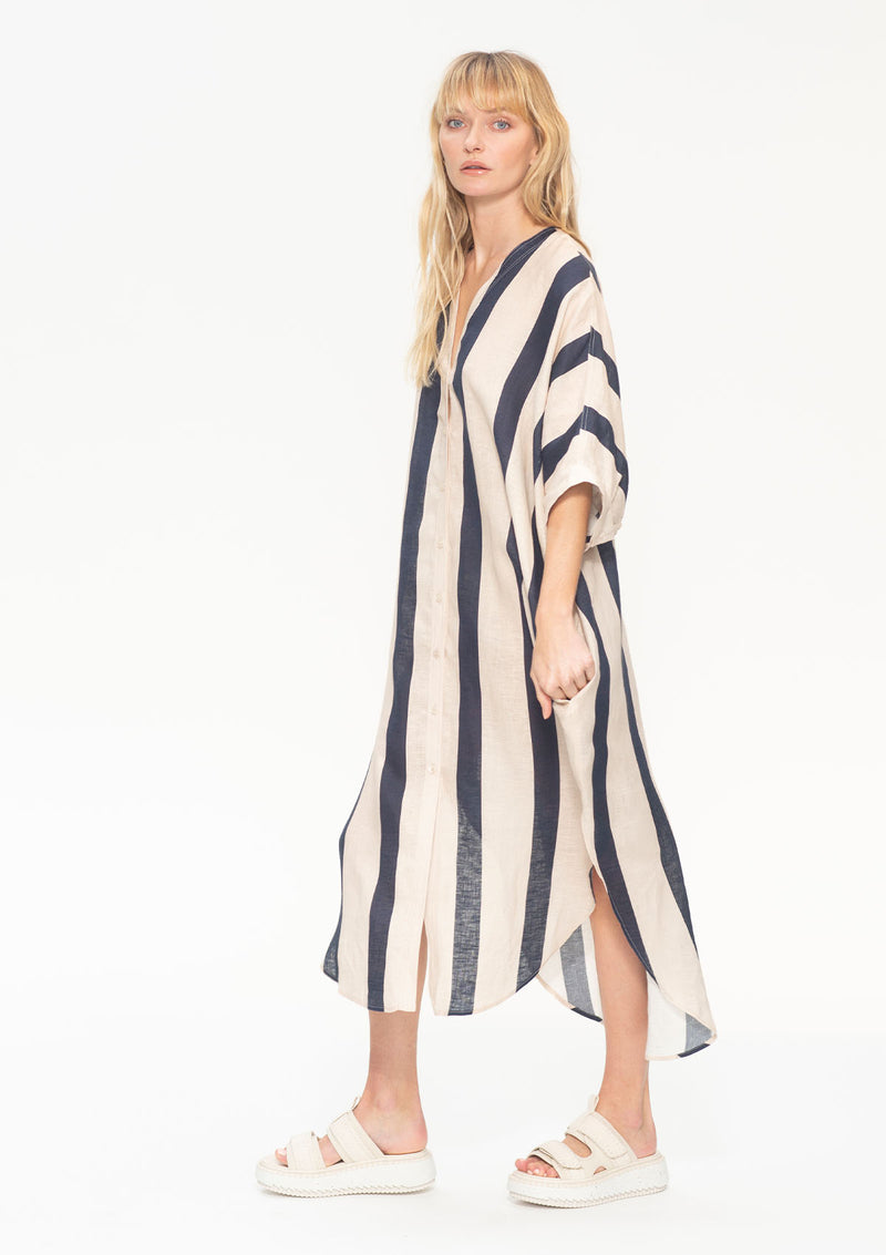 Mela Purdie Block Stripe Linen Cabana Slide