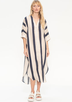 Mela Purdie Block Stripe Linen Cabana Slide