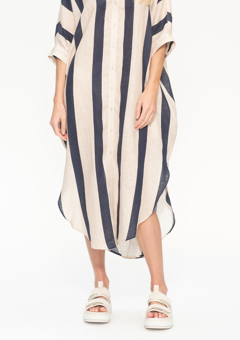 Mela Purdie Block Stripe Linen Cabana Slide