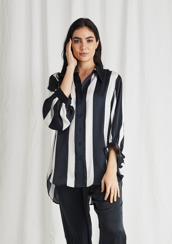 Mela Purdie Domino Stripe Satin Soft Verandah Blouse