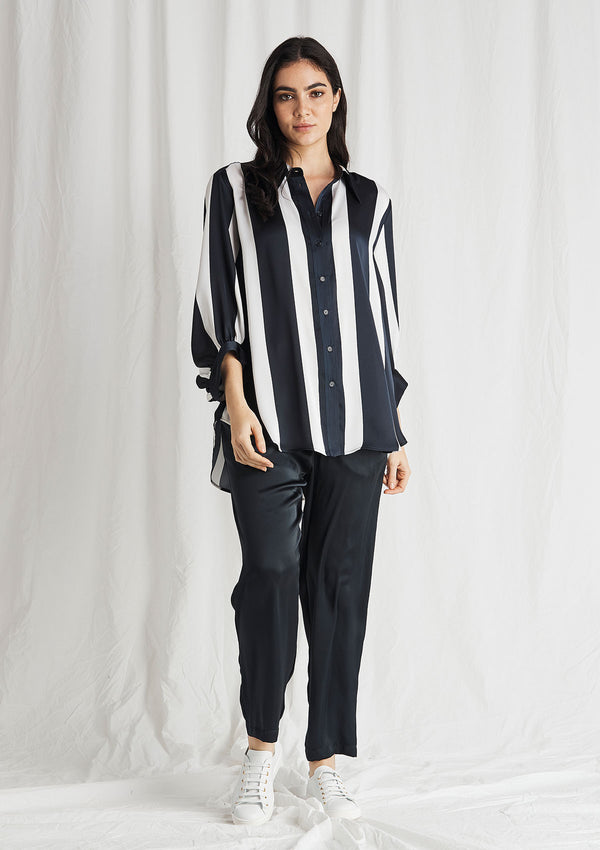 Mela Purdie Domino Stripe Satin Soft Verandah Blouse