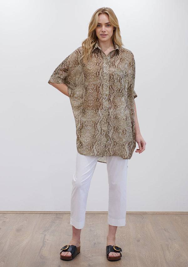 Mela Purdie Reptile Silk Cotton Cabana Shirt